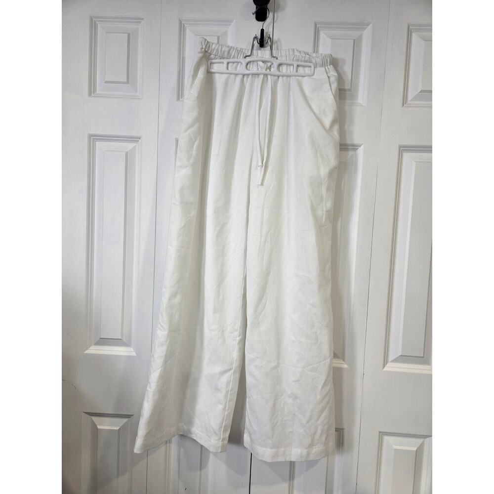 PEPPERMAYO White Drawstring Lined Coastal  Beachy Summer Pants Medium